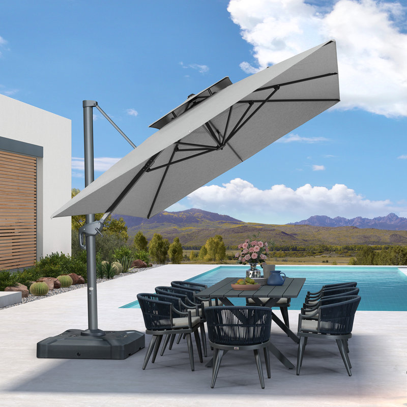 Grand parasol d'extérieur 10 'x 13', Gris clair