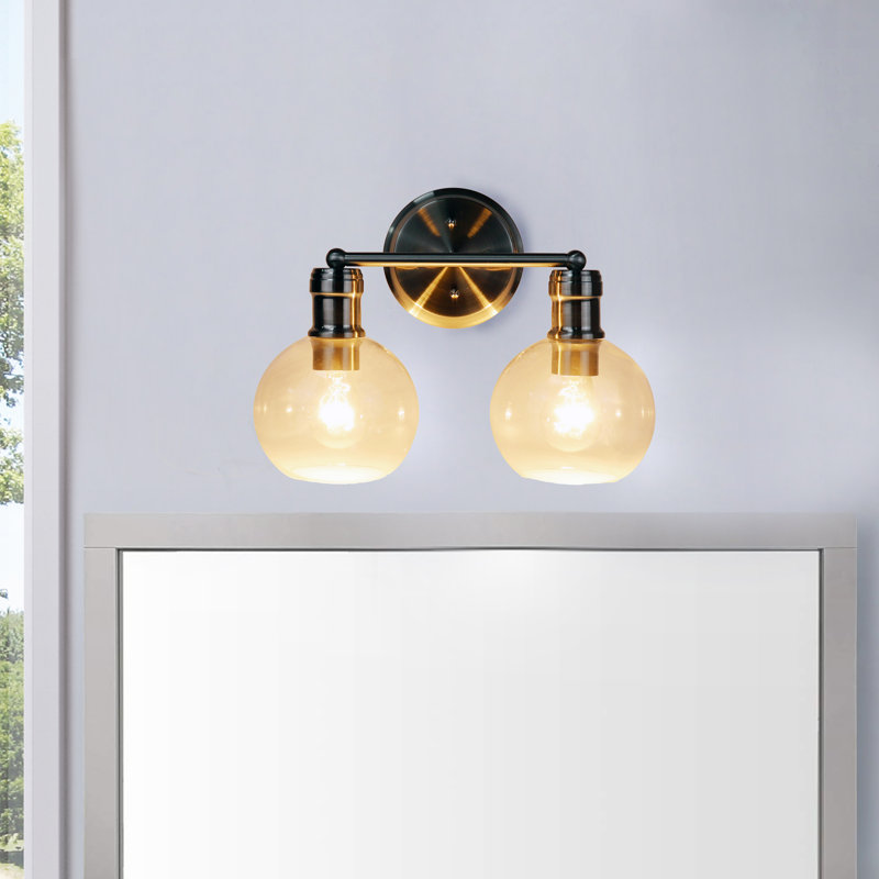 14'' Brushed Nickel 2-Light Dimmable Vanity Light with Clear Glass Shades