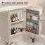 Meuble-lavabo autoportant en bois d'hévéa blanc massif 35,83 po avec armoire à miroir-1213976654