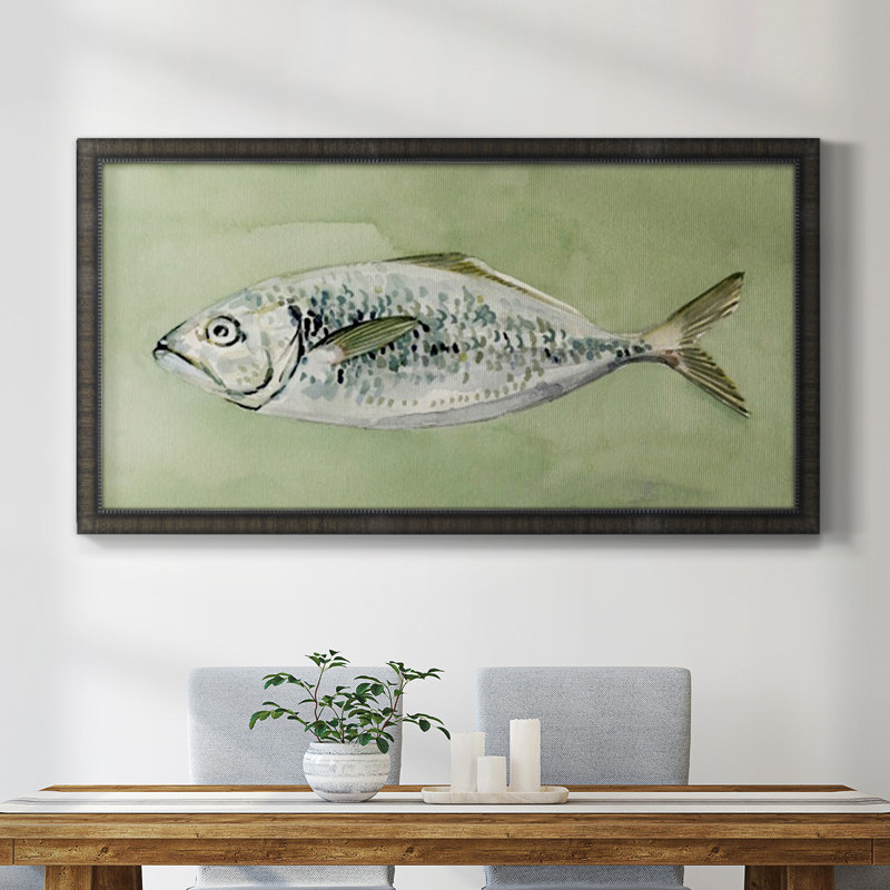 «Green Sea Swimmer II», peinture sur toile à cadre unique, H 21 po x l 37 po x P 1 po