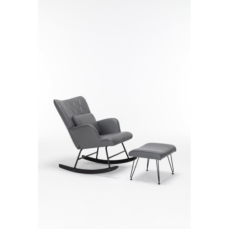 Chaise berçante en polyuréthane avec repose-pieds Schaghticoke, Polyuréthane gris