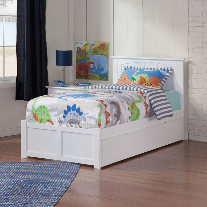 Abbie Extra Long Twin Solid Wood Platform Bed with Trundle by Harriet Bee, White, Extra Long Twin
