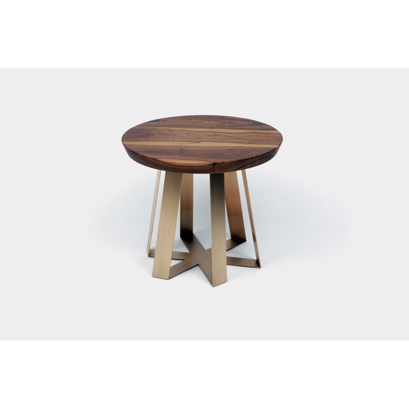 ARS Solid Wood End Table, White, Walnut