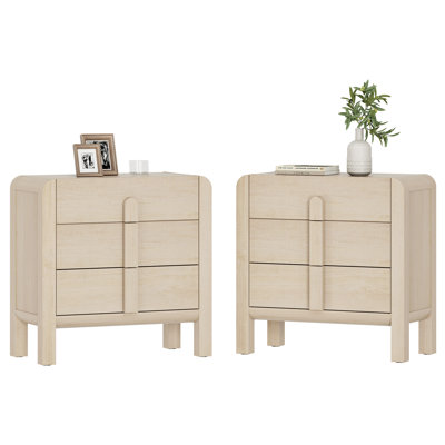 Grande table de bout Adora de 31,5 po avec rangement et profil incurvé, table de chevet moderne en bois de style Mid-Century avec tiroir pour chambre à coucher, salon, bureau