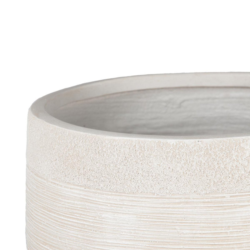 Ribbed Fibreglass Plant Pot, 42cm H x 37cm W x 37cm D, Beige
