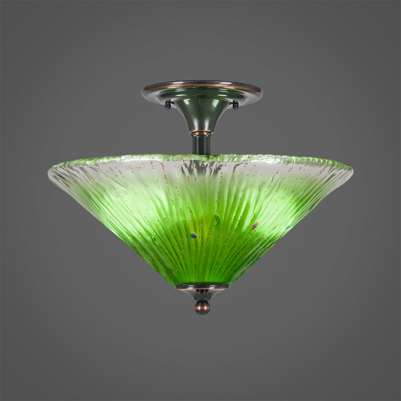 2-Light Semi-Flush Mount, Black Copper, Red
