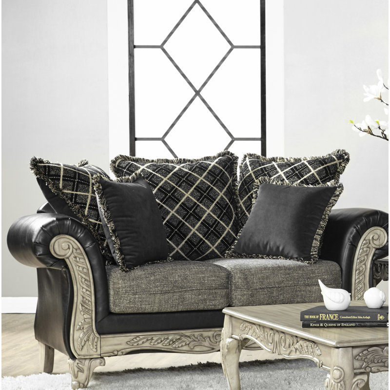 Duplantis Rolled Arm Sofa with Reversible Cushions, 40" H x 70" W x 23" D, Ebony 
