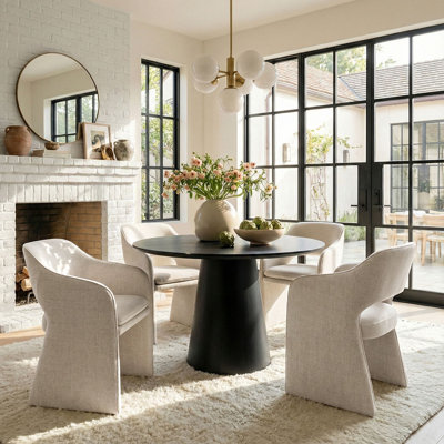 19" Seat Height Upholstered Fabric Dining Armchair