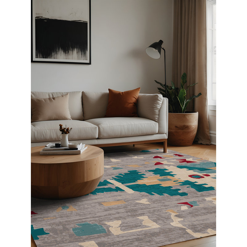 Tapis gris lavable à la machine, Carré 4 pi