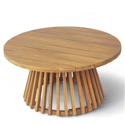 Outdoor Acacia Wood Patio Coffee Table, Round Coffee Table For Backyard, Lawn, Balcony,Teak Finish