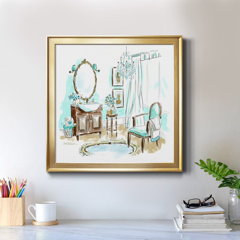 «Blue Opulence II», reproduction d'art sur toile encadrée, H 30,5 po x l 30,5 po x P 1,5 po, Toile encadrée dorée