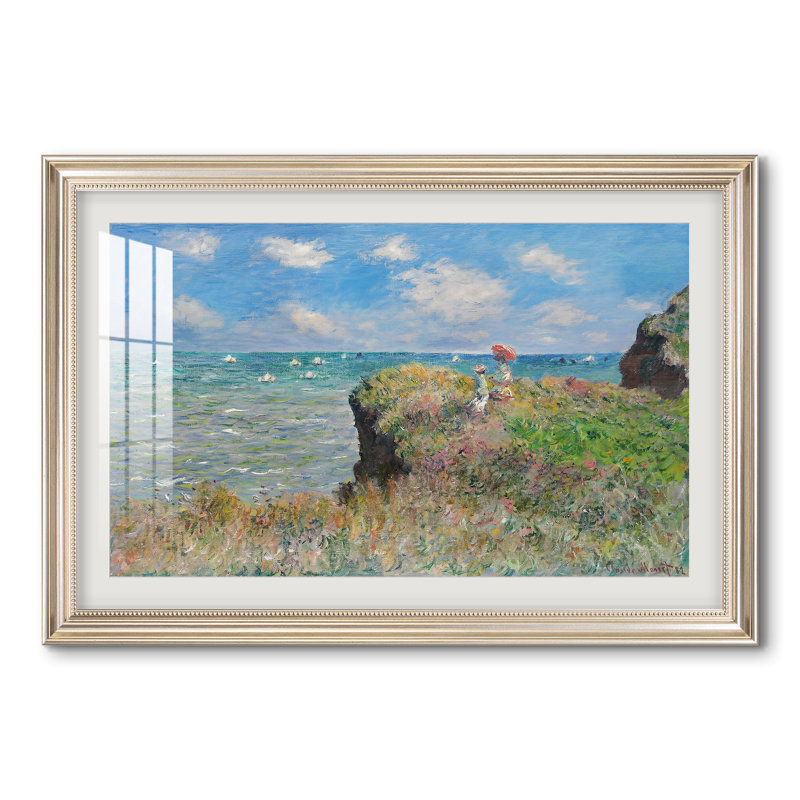La Promenade des Falaises à Pourville, 1882 - Claude Monet - Reproduction encadrée sur mesure, 28 po x 40 po, Étain satiné