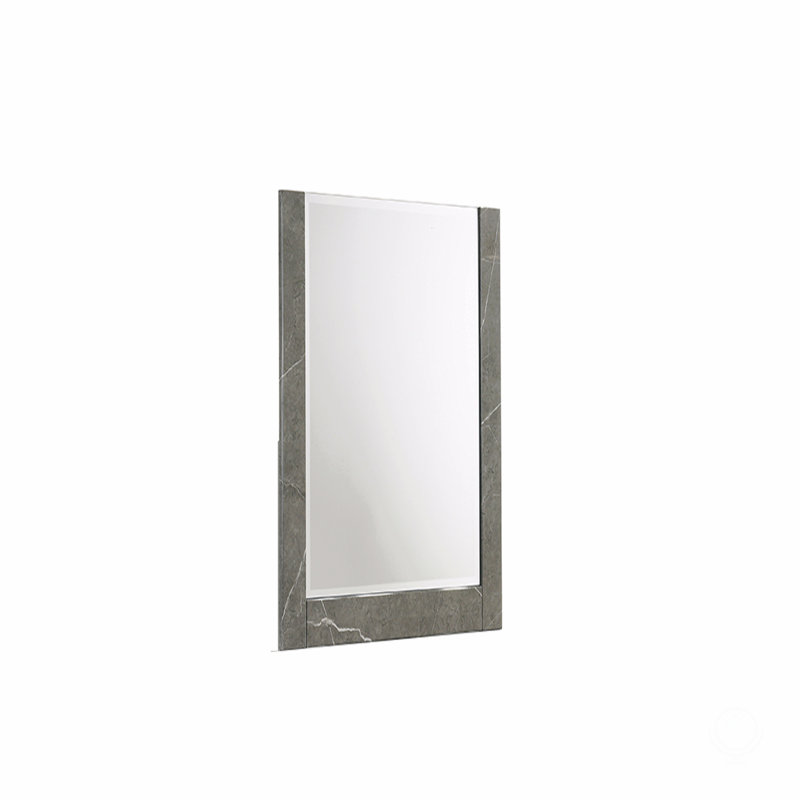 Miroir - cadre en marbre et laque bicolore ultrabrillant avec grande surface réfléchissante et design élégant