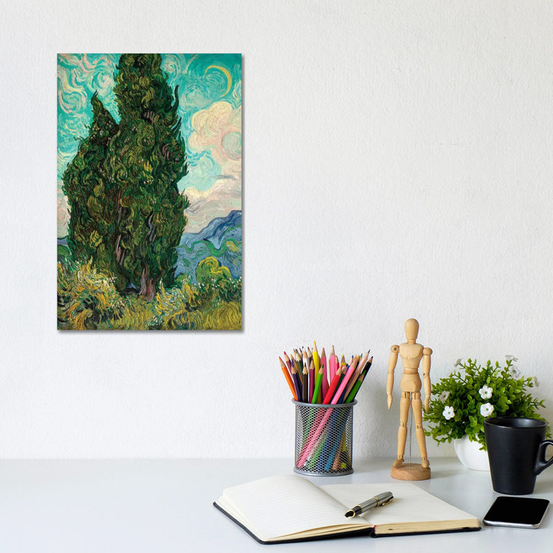 Cypresses I by Vincent Van Gogh - Wrapped Canvas Painting, 30.48cm H x 20.32cm W x 1.91cm D