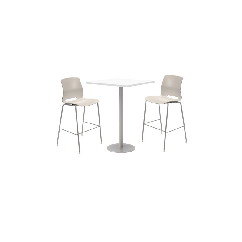 Ensemble de table de salle à manger carrée 30 "et chaise, Marine, Blanc de designer