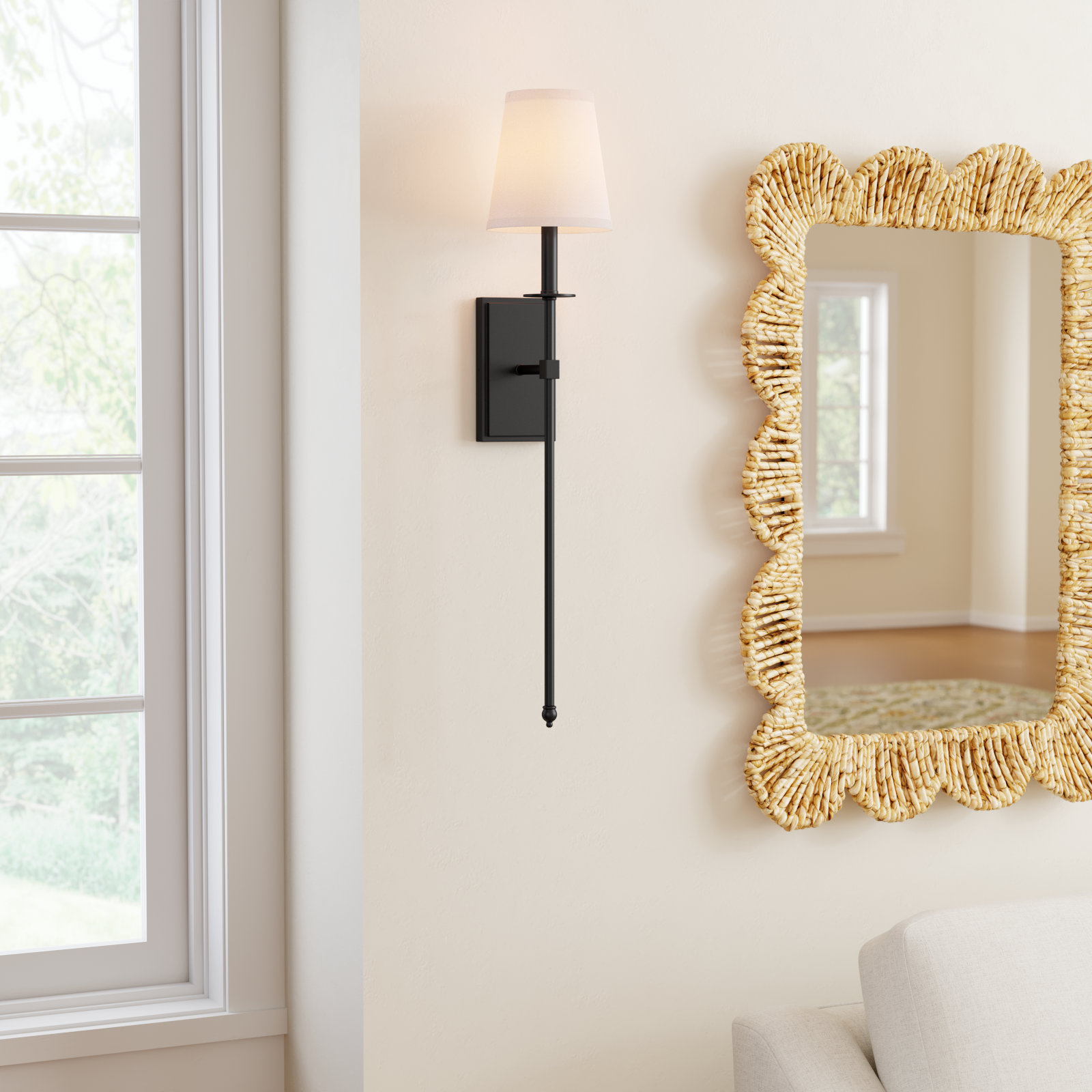 Dewayne Wall Sconce, 33.5" H x 6.75" W x 8'' D, Matte Black