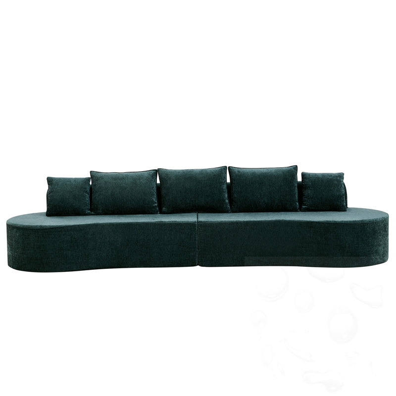 Canapé modulaire courbé avec coussins, Polyester vert foncé