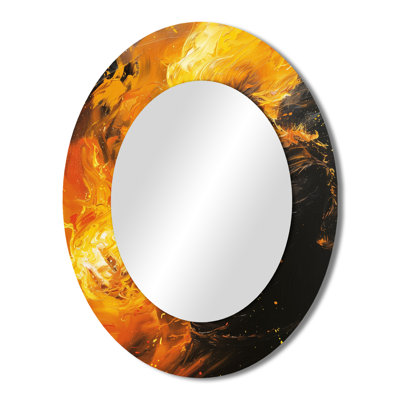 Yellow Fire Giant Monster - Yellow Oval Wall Mirror Decor