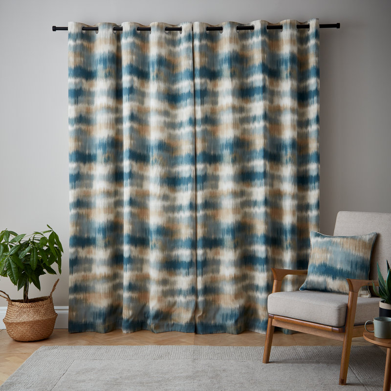 Ombre Texture Thermal Eyelet Curtains, Blue, 229cm Width x 229cm Drop