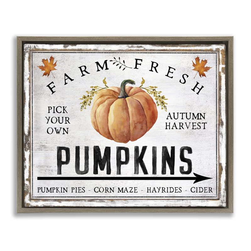 «Farm Fresh Pumpkin», art mural sur toile par Creatif Belle, Cadre flottant orme Montalcino, H 25 po x l 31 po