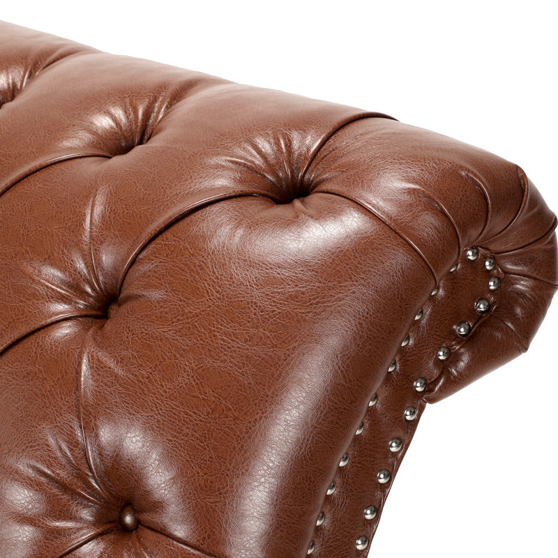 Chaise longue spacieuse, bourre haute et pieds en forme de gourde avec support confortable en mousse de bouleau