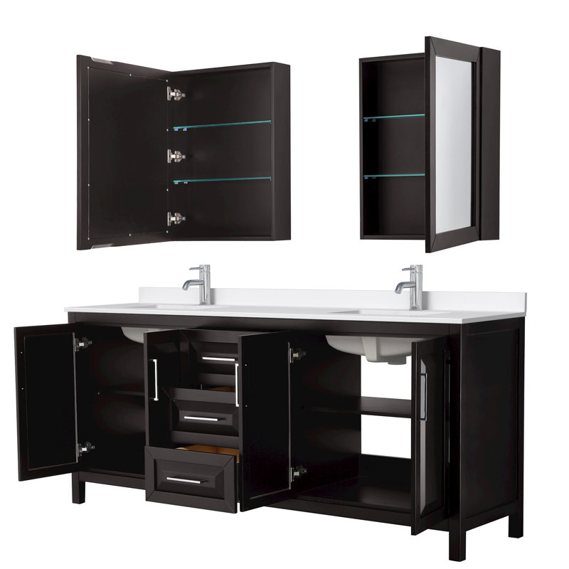 Daria 80'' W Vanity, Polished Chrome, Brown, Giotto Quartz