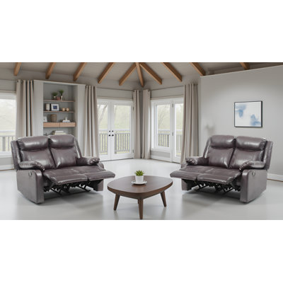 Cairns Dark Brown Faux Leather Reclining Love Seat Set Of 2