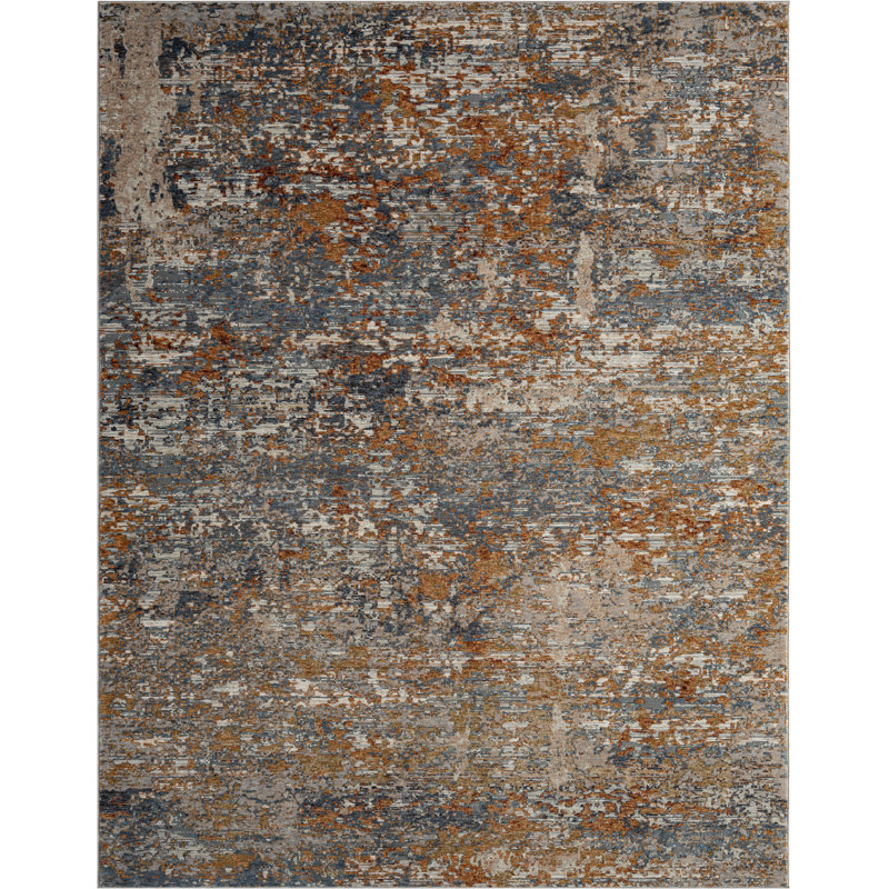 Hemingford Area Rug in Gray, Rectangle 2' x 3', Blues/Rust Tones