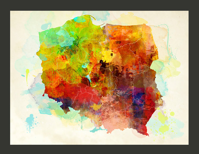 Map (Poland) 2.31m x 300cm Wallpaper, 300 cm x 231 cm