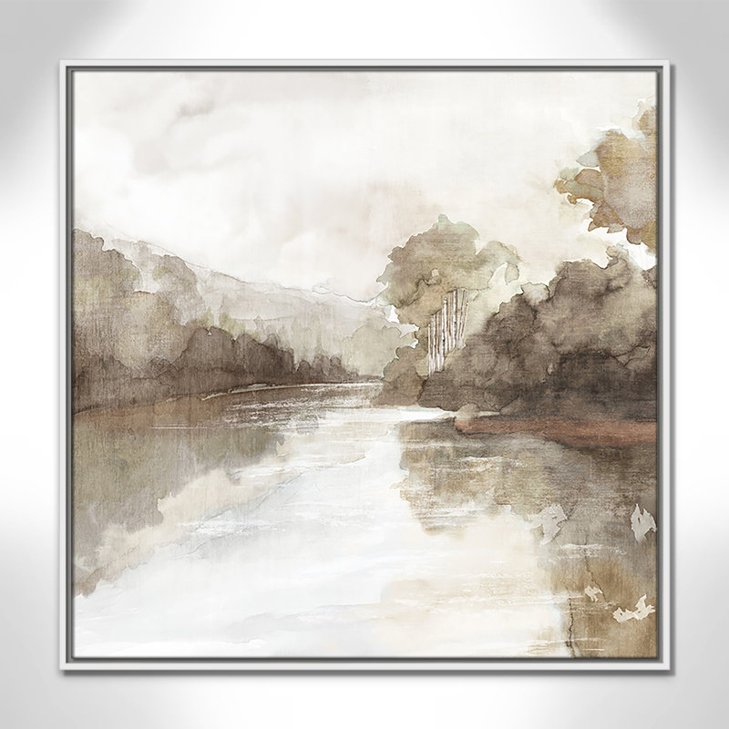 «Fall Nature Print» par Eva Watts, Toile avec cadre, L 31,5 po x H 31,5 po, White Floater