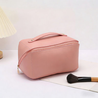 Backpack Leather Cosmetic Storage Bag Large Capacity Pillow Cosmetic Bag Travel Portable Women's Wash Bag
