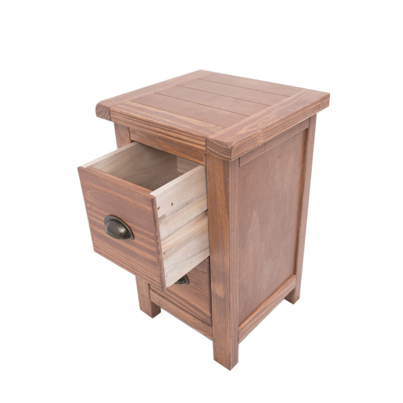 Astrid 35cm W Solid + Manufactured Wood Bedside Table, Light Brown