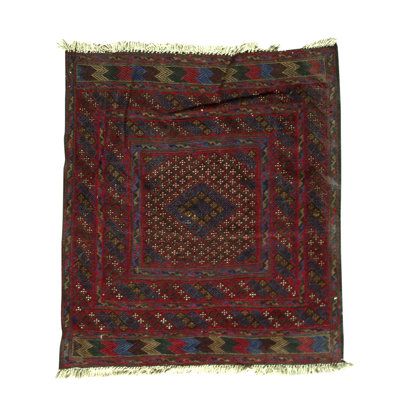 Hand-Knotted High-Quality Red/Blue/Brown Area Rug