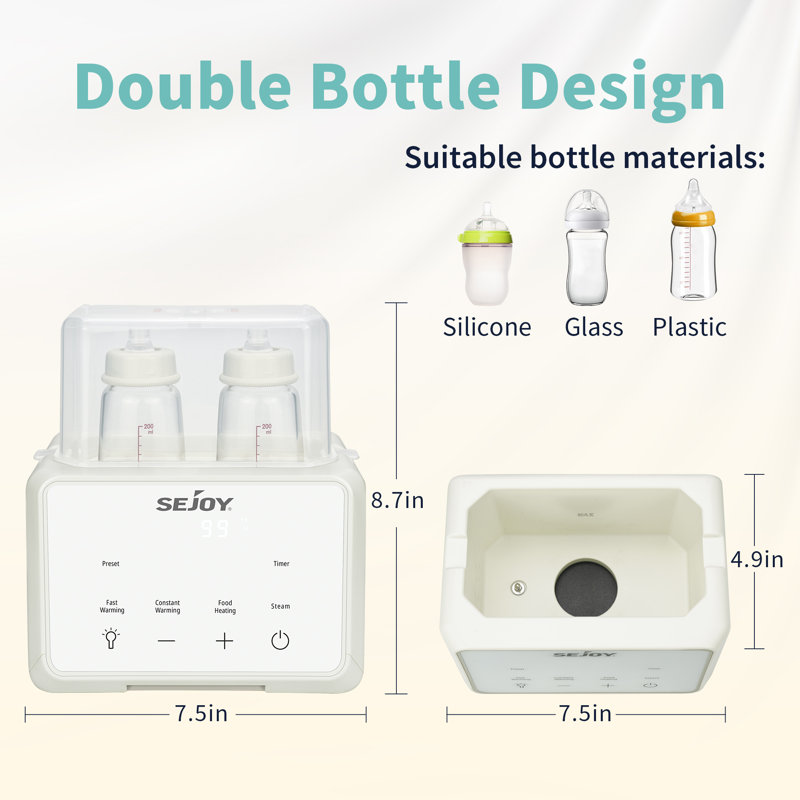 Bottle Warmer, Fast Baby Food Heater for Milk Formula, Steam Sterilizer with a Defrost Basket, White
