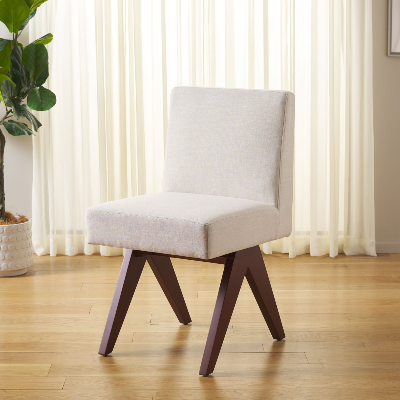 Springdale Linen Oak Parsons Dining Chair, Walnut