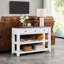 Console au design rétro, canapé d'appoint en bois de pin massif de 44 po avec 3 tiroirs et 2 tablettes ouvertes, capacité de 220 lb pour le salon d'entrée