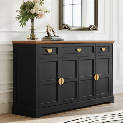 59'' W Sideboard with 3 Drawers, Mid-Century Style 4-Door Storage Cabinet