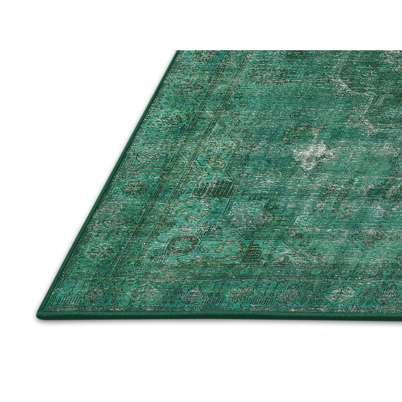Tapis vert de style oriental, Rectangle 8 pi x 10 pi