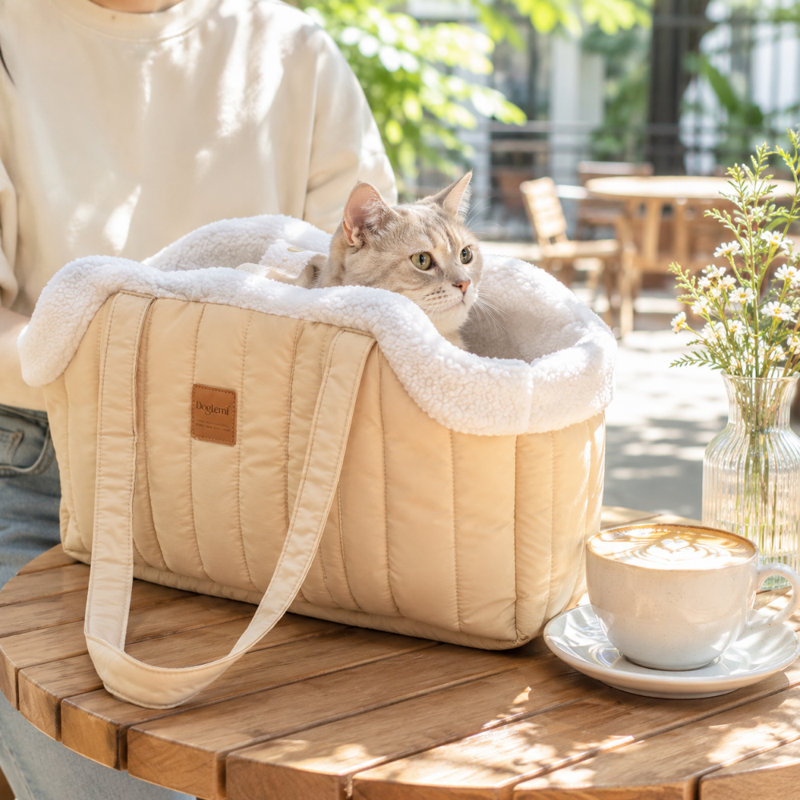 Sac de transport pour animaux de compagnie à doublure souple Winter, Beige