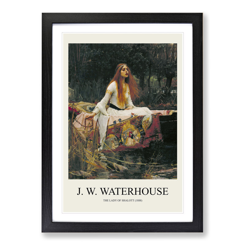 The Lady of Shalott by John William Waterhouse - Picture Frame Painting, Black Framed, 65cm H x 48cm W x 2cm D
