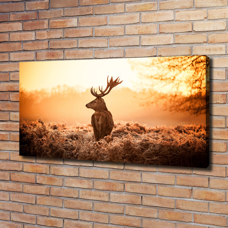 Deer Sunrise - No Frame Print, Canvas, 60cm H x120cm W