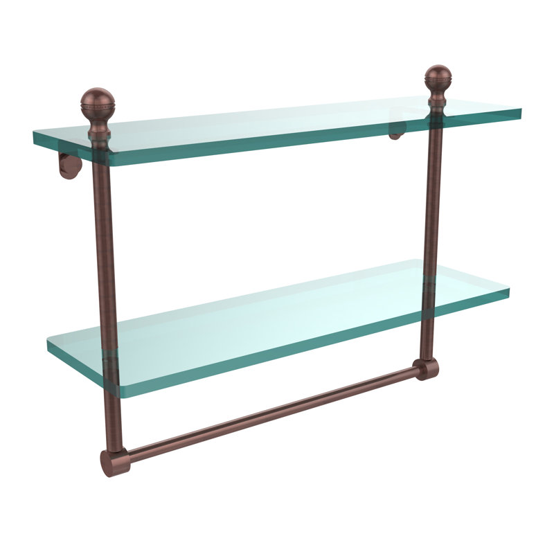 Morosini 2 Piece Tiered Shelf with Towel Bar, Antique Copper, 12"H x 16"W x 5"D