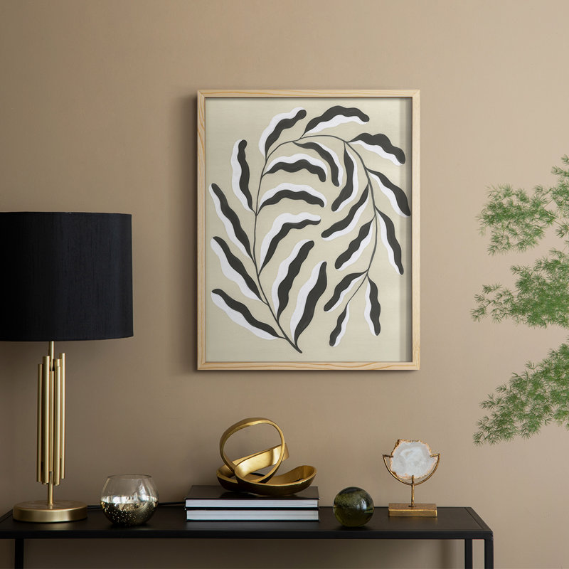 Émergence des mauvaises herbes I, reproduction encadrée - bois massif, H 15 po x l 12 po, Naturel