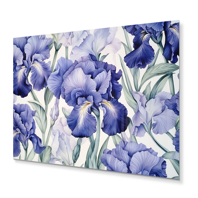 «Mauve vert iris Impressions Flower III - Iris», reproduction d'art sur métal, H 30 po x l 40 po x P 1 po