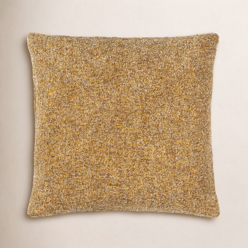Jeté carré en mélange de coton Bobby, 18 po x 18 po, Housse de coussin seulement - sans coussin, Moutarde