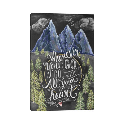 «Whereever You Go Mountains» par Lily & Val - Estampe numérique sur toile tendue avec châssis