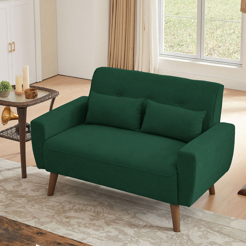 48.43" W Small Upholstered Loveseat Couch, Green