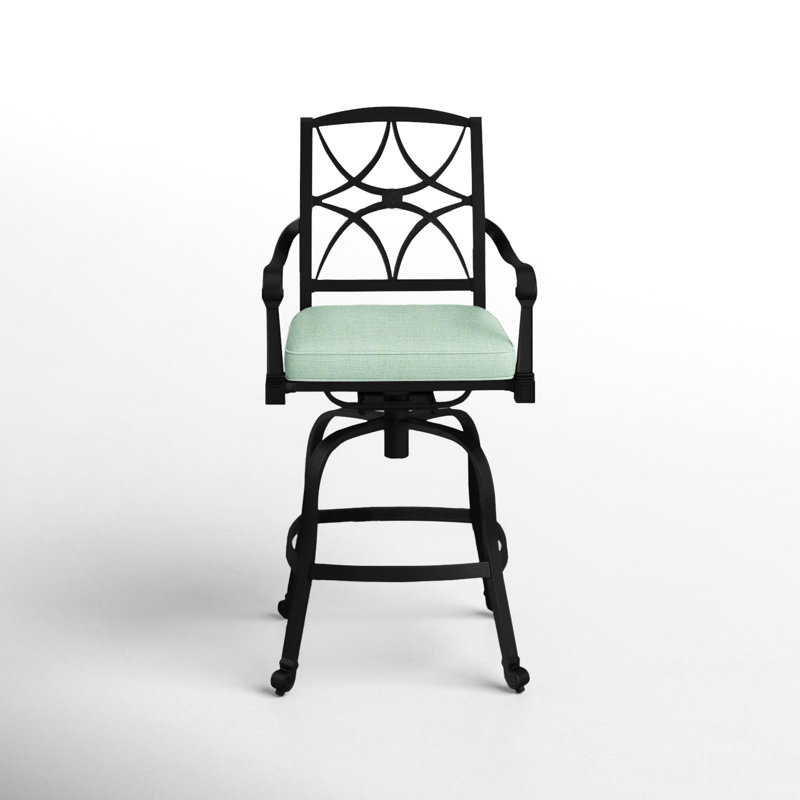 Wiltshire Outdoor Swivel Bar Stool, Canvas Spa Sunbrella® Canvas, 30.25", Textured Black