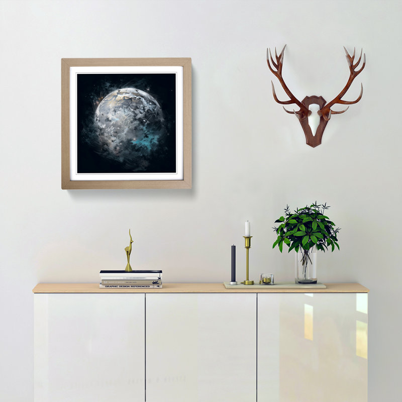 Moon Digital Art No.1 - Framed Print, Oak
