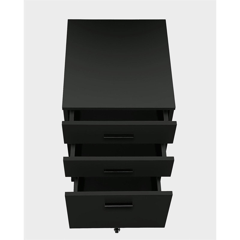 File Cabinet, Rolling Mobile, Storage Drawers, Printer Stand, Office, Work, Black Laminate, Contemporary, Modern